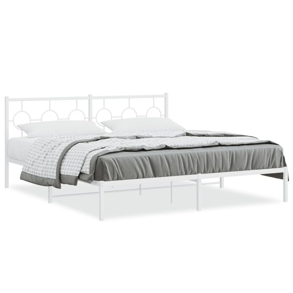 vidaXL Cadre de lit métal sans matelas et tête de lit blanc 180x200 cm