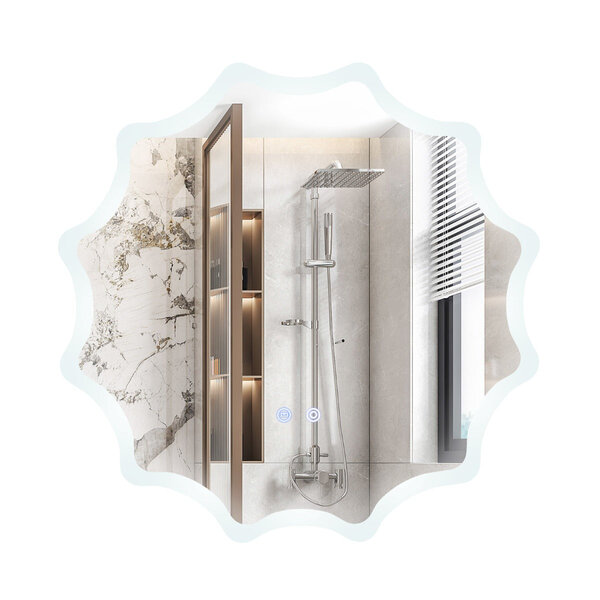 Miroir mural rond 60 x 60 cm anti-buée avec intensité variable design élégant en verre argent 20_0020023