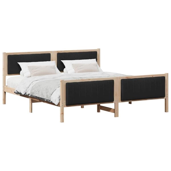 vidaXL Cadre de lit Marron et noir 180 x 200 cm Bois massif en pin