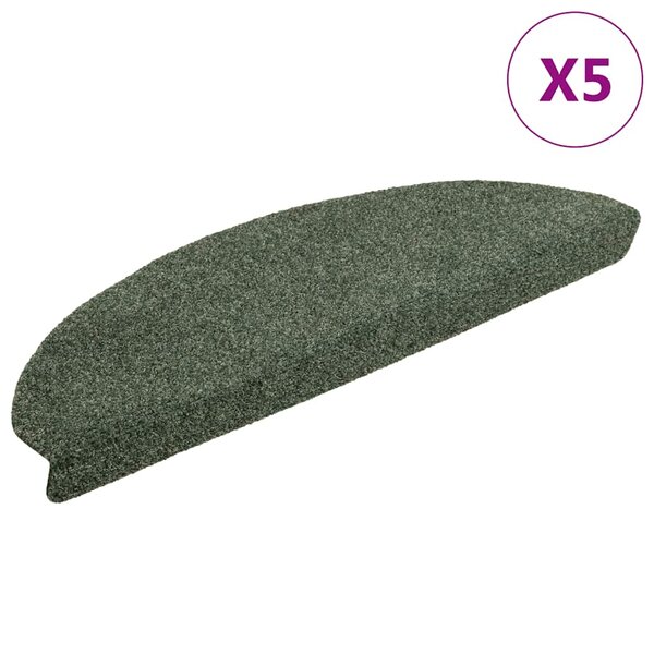 vidaXL Tapis d'escalier autocollants 5 pièces 65 x 21 x 4 cm Vert Demi-rond Grand