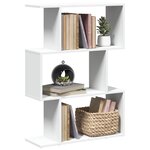 vidaXL Bibliothèque séparateur de pièce à 3 niveaux Blanc 70 x 24 x 97 cm Bois d'ingénierie
