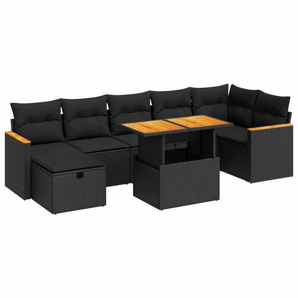 vidaXL Salon de jardin 5 Pièces avec coussins noir résine tressée