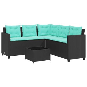 vidaXL Canapé de jardin avec table et coussins en forme de L noir