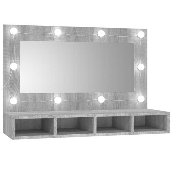 vidaXL Armoire à miroir avec LED Sonoma gris 90x31 5x62 cm