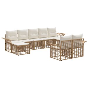 vidaXL Ensemble de canapés d'extérieur 9 Pièces Blanc Naturel et Crème