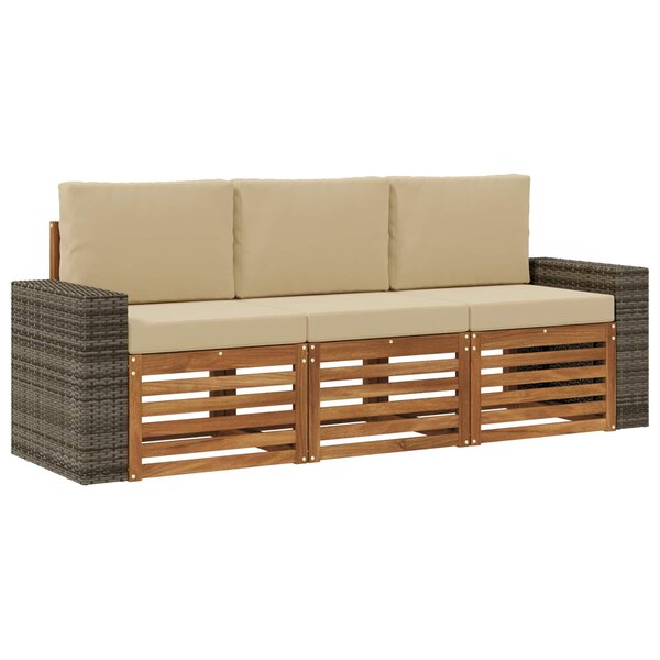vidaXL Ensembles de canapés avec coussin 3 Pièces Bois d'Acacia Massif