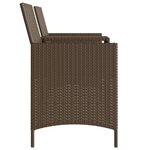 vidaXL Canapé de jardin 2 places avec table et tabourets marron rotin