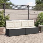 vidaXL Banc de jardin avec coussin Noir Poly rotin