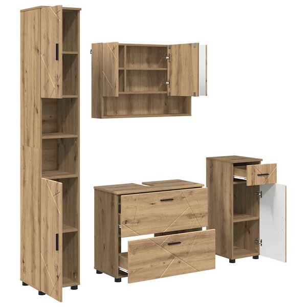vidaXL Ensemble de mobilier de salle de bain 4 Pièces chêne artisanal
