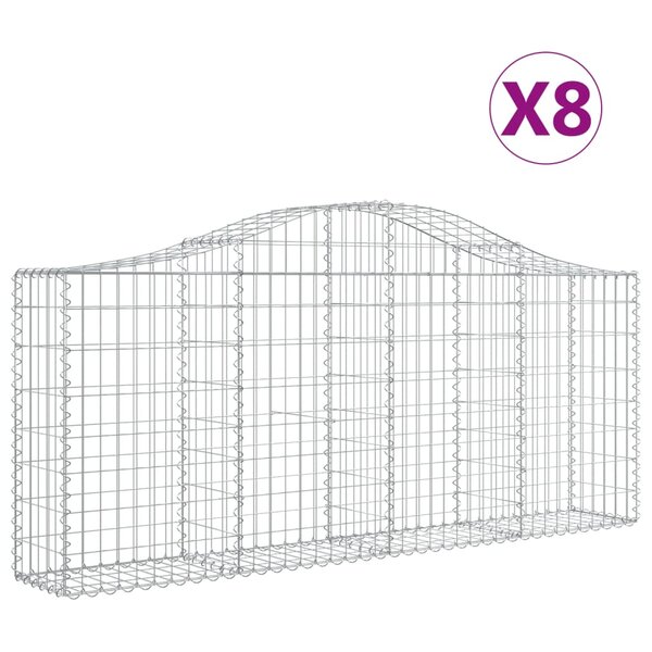 vidaXL Paniers à gabions arqués 8 Pièces 200x30x80/100 cm Fer galvanisé