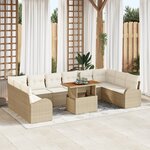 vidaXL Ensemble de salle à manger de jardin 11 pièces avec coussins en poly rattan beige et acacia