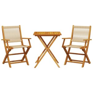 vidaXL Ensemble de bistro 3 Pièces beige polypropylène et bois massif