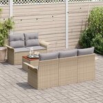 vidaXL Ensemble de canapé de jardin avec coussin 6 Pièces Beige polyrotin