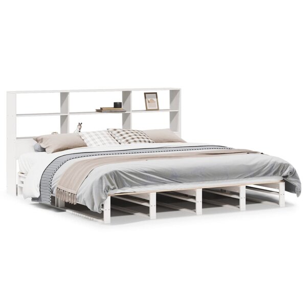 vidaXL Lit bibliothèque sans matelas blanc 180x200 cm bois massif