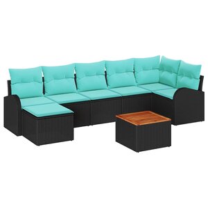 vidaXL Ensemble de canapé de jardin 8 Pièces Noir et turquoise