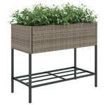 vidaXL Jardinières avec étagère 2 Pièces gris 90x40x75 cm résine tressée