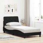 vidaXL Cadre de lit avec LED sans matelas noir 90x190 cm tissu