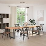 vidaXL Table à manger avec bord naturel 320x100x74cm bois massif chêne