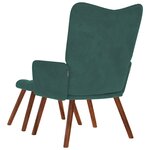 vidaXL Chaise de relaxation avec tabouret Vert foncé Velours