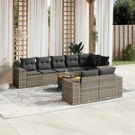 vidaXL Salon de jardin 9 Pièces avec coussins gris résine tressée