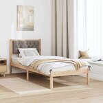 vidaXL Cadre de lit avec tête de lit Taupe 80 x 200 cm Pin massif