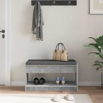 vidaXL Banc d'entrée avec coussin Gris Béton 83 x 38 x 45 cm