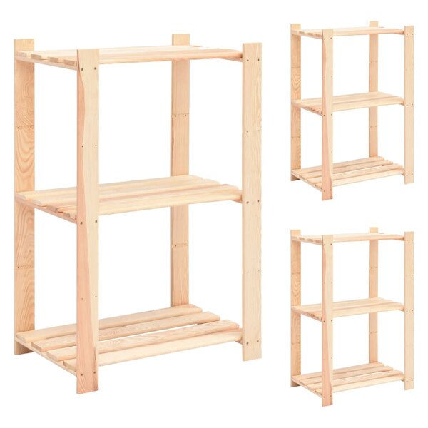 vidaXL Étagères de rangement à 3 niveaux 3 Pièces 60x38x90 cm Pin 150 kg