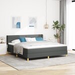vidaXL Lit à ressort avec matelas  gris foncé  180 x 200 cm  tissu