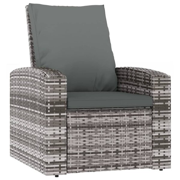 vidaXL Fauteuil inclinable de jardin avec coussins gris résine tressée