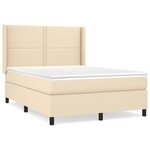 vidaXL Sommier à lattes de lit avec matelas Crème 140x200 cm Tissu