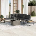 vidaXL Salon de jardin avec coussins 2Pièces gris résine tressée et verre