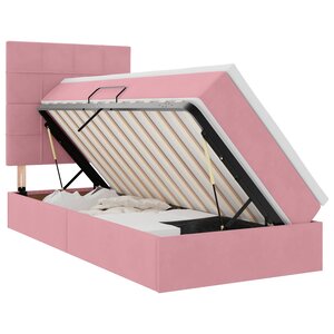 vidaXL Lit de rangement LED avec matelas Rose 90 x 190 cm Velours