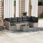 vidaXL Salon de jardin 8 Pièces avec coussins gris clair résine tressée