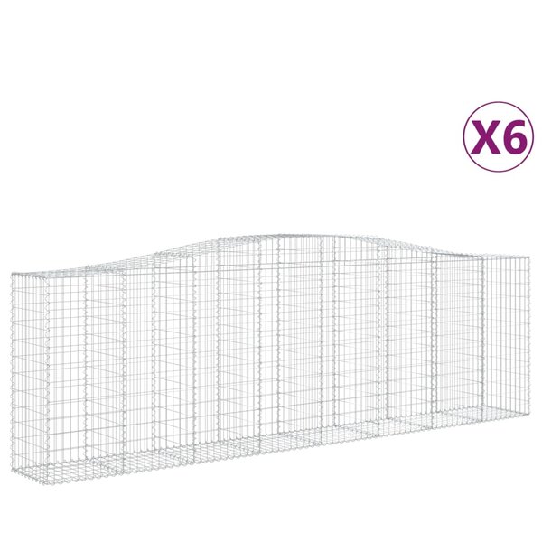 vidaXL Paniers à gabions arqués 6 Pièces 400x50x120/140 cm Fer galvanisé