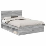 vidaXL Cadre de lit Gris Sonoma 150 x 200 cm Bois de pin massif