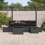 vidaXL Ensemble de canapé de jardin avec coussin 6 Pièces Noir polyrotin