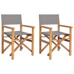 vidaXL Chaise de directeur Marron et gris clair Bois de teck massif
