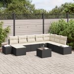 vidaXL Ensemble canapé de jardin 8 pièces avec coussins en poly rotin brun