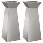 vidaXL Jardinières pilier de jardin   2 pièces avec bol  40x40x100 cm  en acier inoxydable.