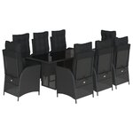 vidaXL Ensemble à manger de jardin 9Pièces coussins noir résine tressée