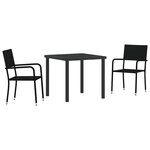 vidaXL Ensemble de salle à manger pour jardin 3 Pièces Noir polyrotin