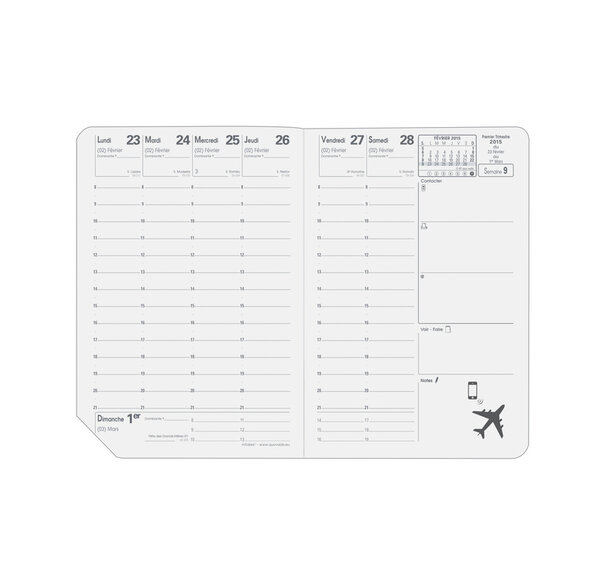 Recharge (Sans Couverture) Agenda Affaires FR 10 x 15 cm QUOVADIS