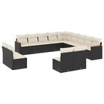 vidaXL Salon de jardin avec coussins 13 Pièces noir résine tressée