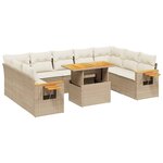 vidaXL Salon de jardin 11 Pièces avec coussins beige résine tressée