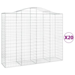 vidaXL Paniers à gabions arqués 20 Pièces 200x50x160/180 cm Fer galvanisé