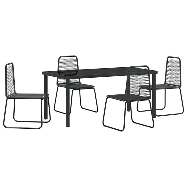 vidaXL Ensemble de salle à manger pour jardin 5 Pièces Noir