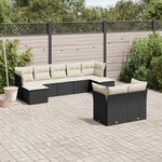 vidaXL Salon de jardin 9 Pièces avec coussins noir résine tressée