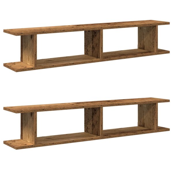 vidaXL Étagères murales 2 Pièces vieux bois 105x18x20cm bois d'ingénierie