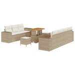 vidaXL Ensemble de canapé de jardin 10 Pièces Beige polyrotin