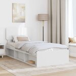 vidaXL Cadre de lit avec tête de lit Blanc 100 x 200 cm Pin massif